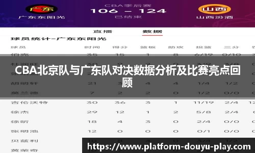 CBA北京队与广东队对决数据分析及比赛亮点回顾